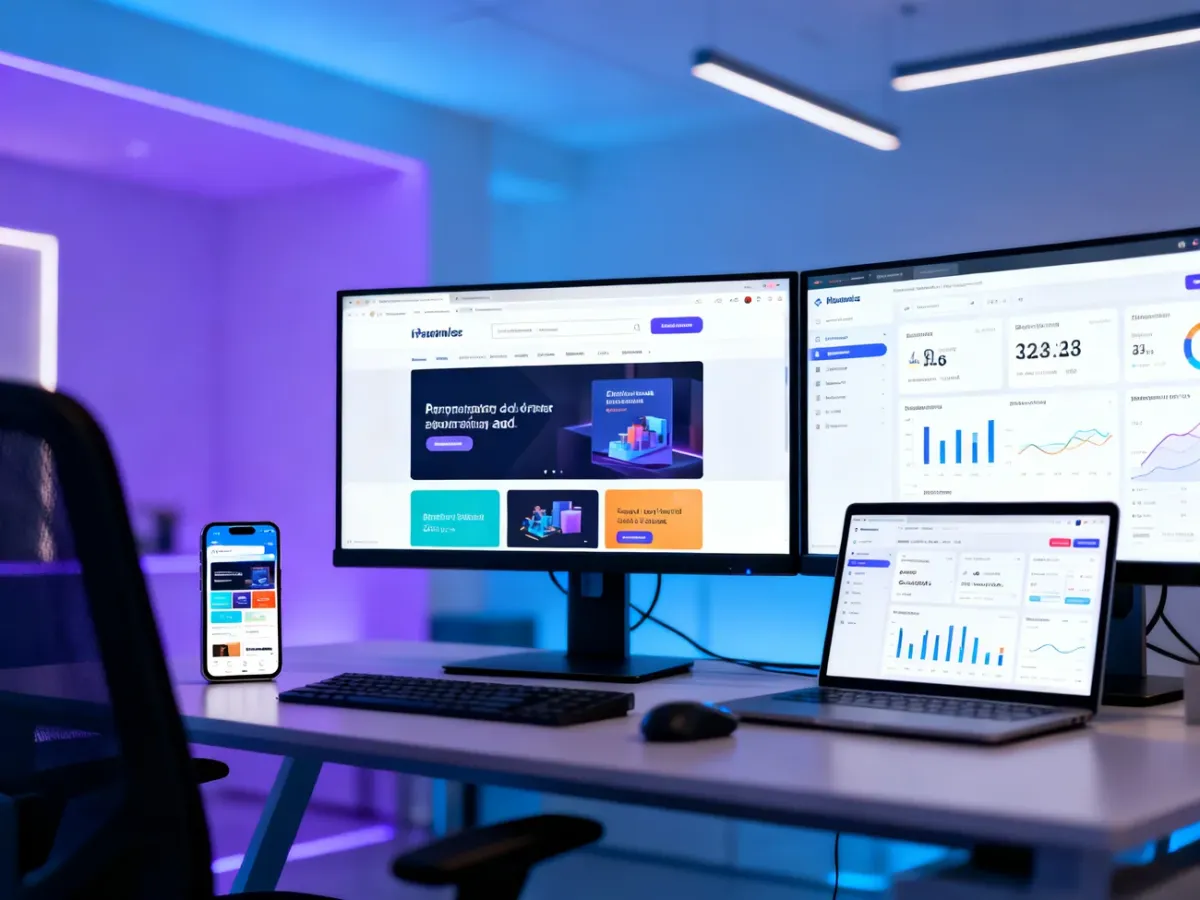 Panel zarządzania reklamami cyfrowymi na ekranach monitora