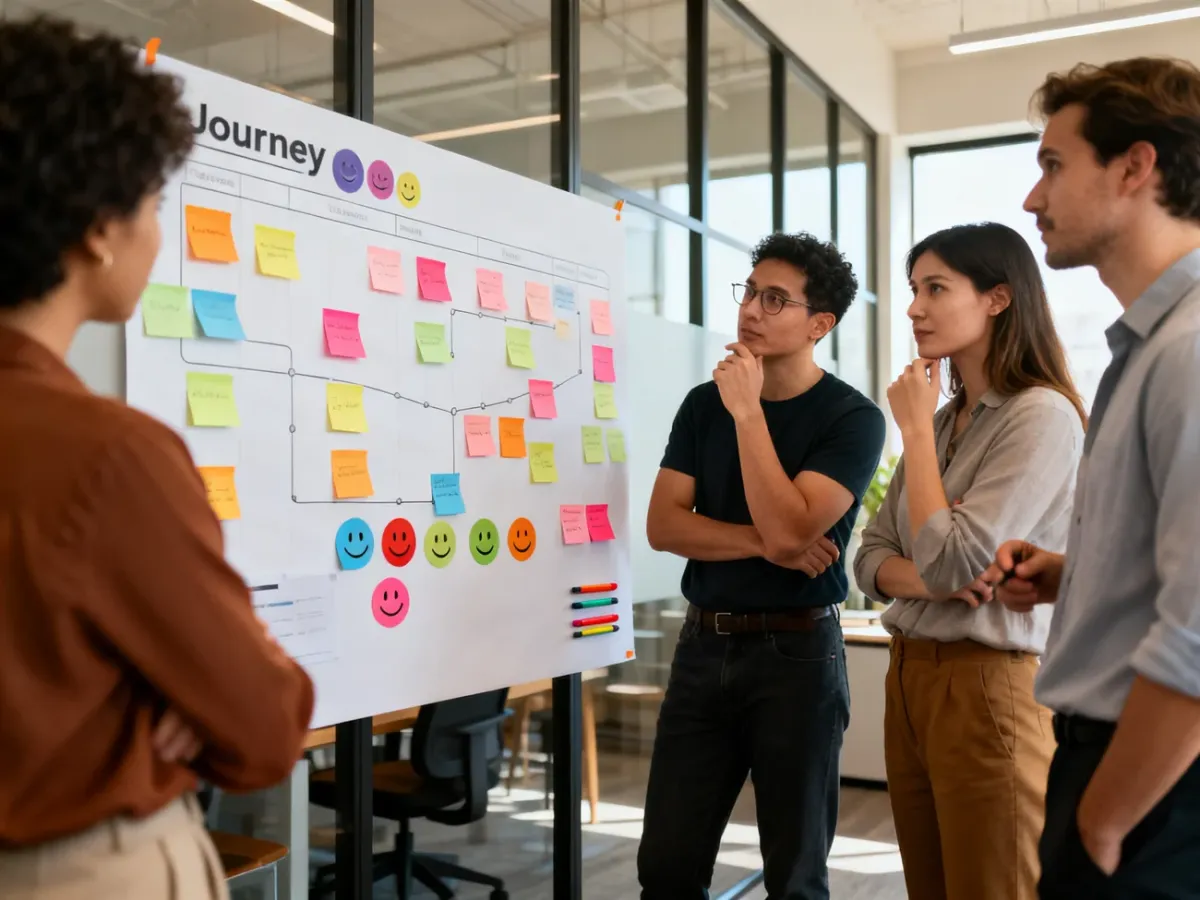 Zespół podczas warsztatu tworzenia mapy customer journey