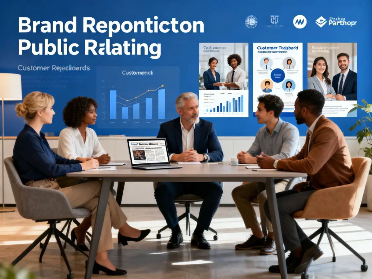 Zespół omawiający strategię public relations i budowanie reputacji firmy