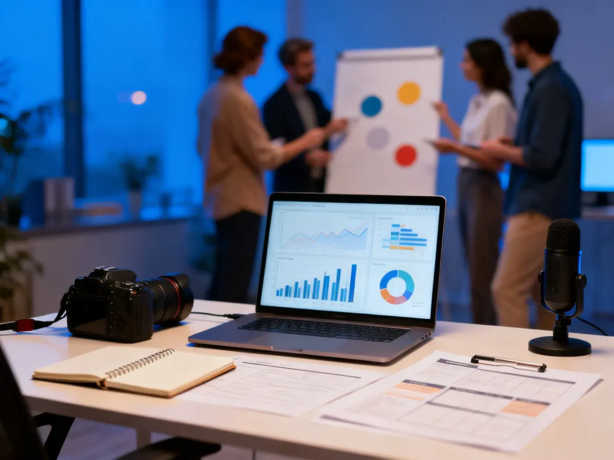 Przestrzeń pracy zespołu planującego strategię content marketingową